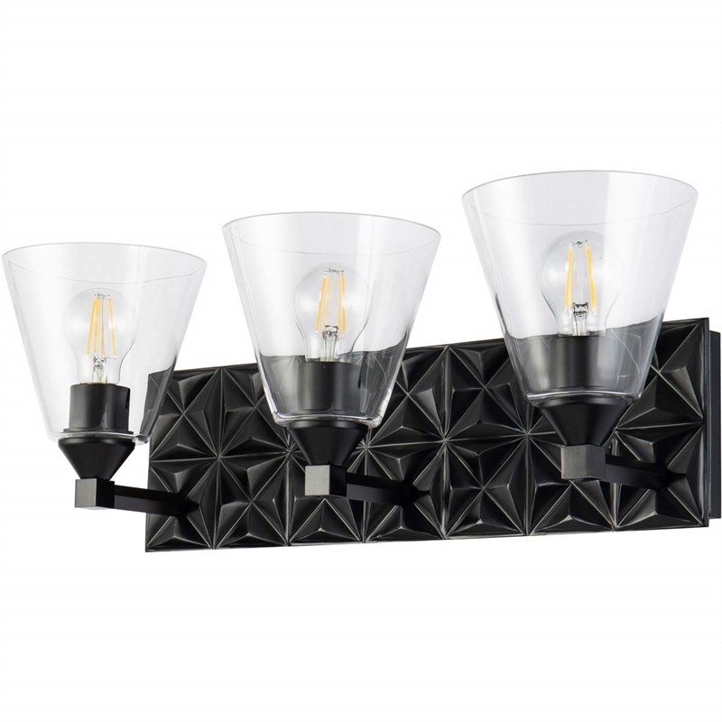 Bowery Hill Transitional 3-light Metal Bath Vanity Light in Matte Black