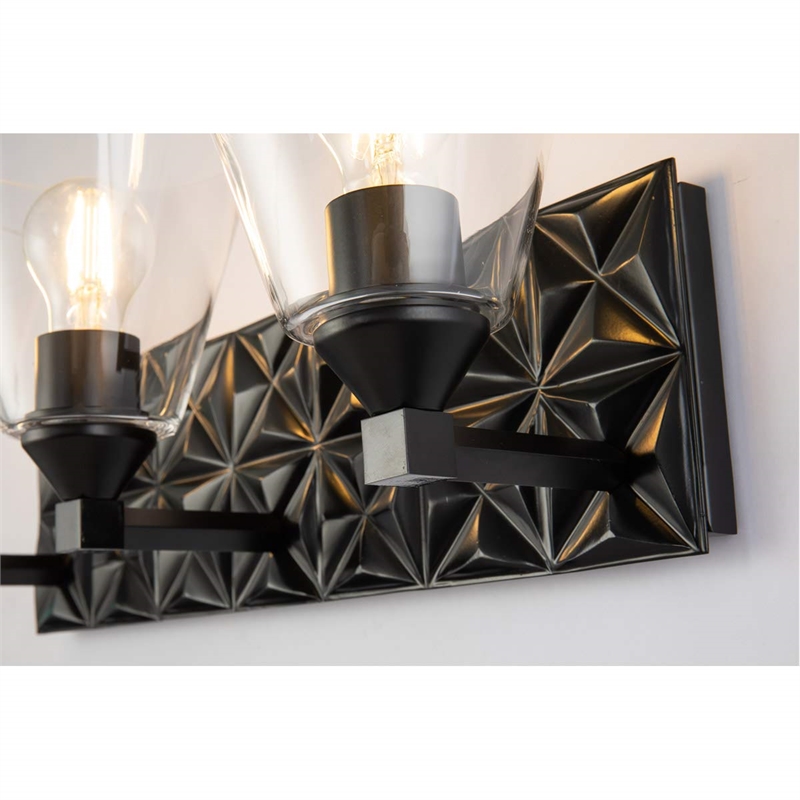 Bowery Hill Transitional 3-light Metal Bath Vanity Light in Matte Black