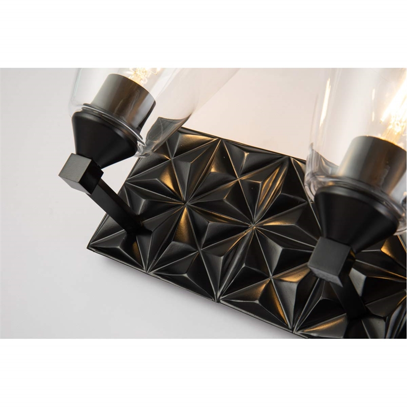Bowery Hill Transitional 3-light Metal Bath Vanity Light in Matte Black