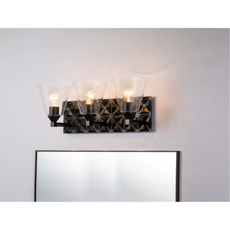 Bowery Hill Transitional 3-light Metal Bath Vanity Light in Matte Black