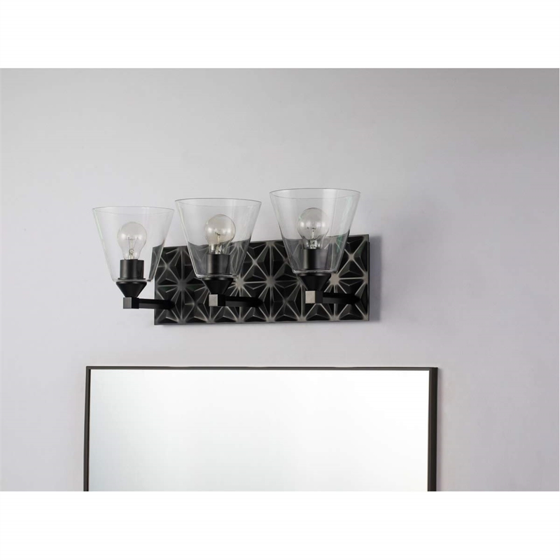 Bowery Hill Transitional 3-light Metal Bath Vanity Light in Matte Black