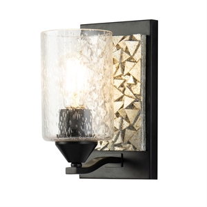 Bowery Hill 1-light Metal Bath Vanity Light in Matte Black/Silver