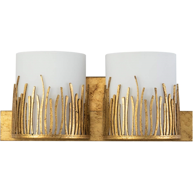 Bowery Hill Transitional 2-light Metal Bath Vanity Light in Gold Leaf