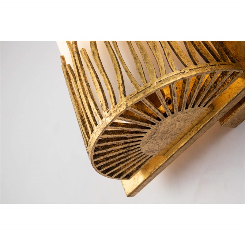 Bowery Hill Transitional 2-light Metal Bath Vanity Light in Gold Leaf