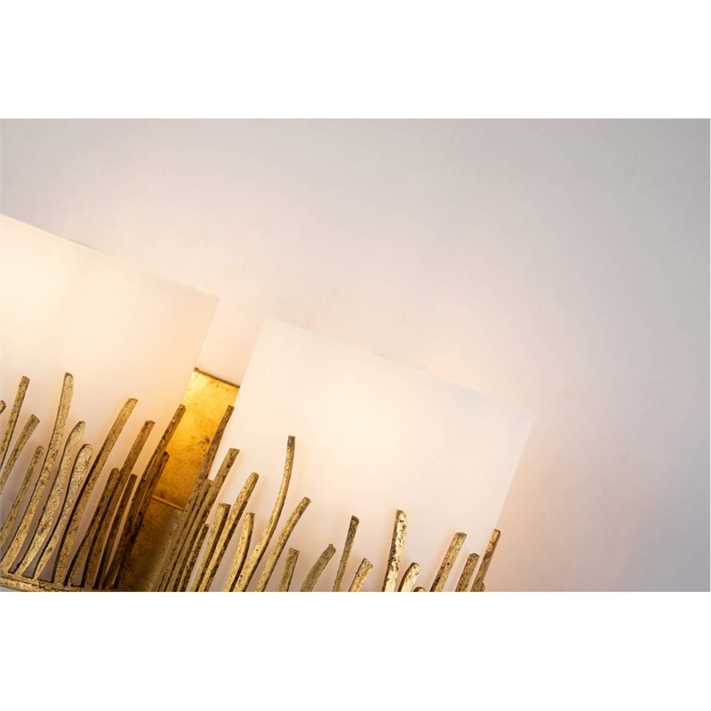 Bowery Hill Transitional 2-light Metal Bath Vanity Light in Gold Leaf