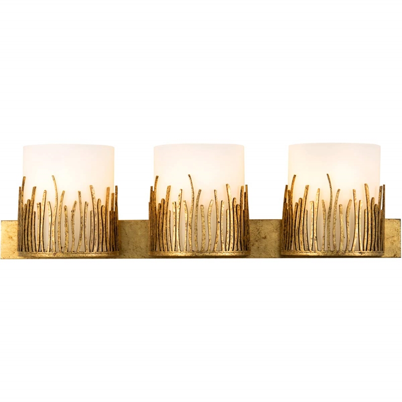 Bowery Hill Transitional 3-light Metal Bath Vanity Light in Gold Leaf