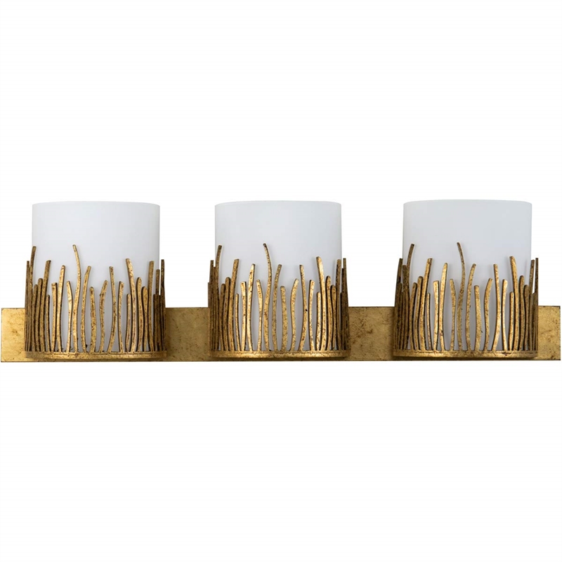 Bowery Hill Transitional 3-light Metal Bath Vanity Light in Gold Leaf