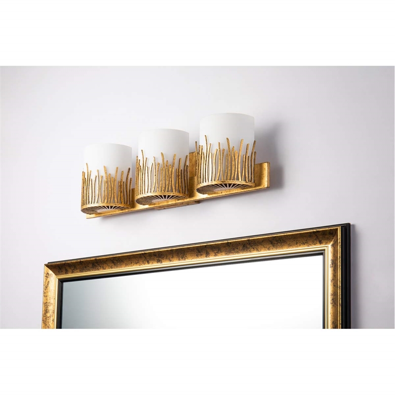 Bowery Hill Transitional 3-light Metal Bath Vanity Light in Gold Leaf