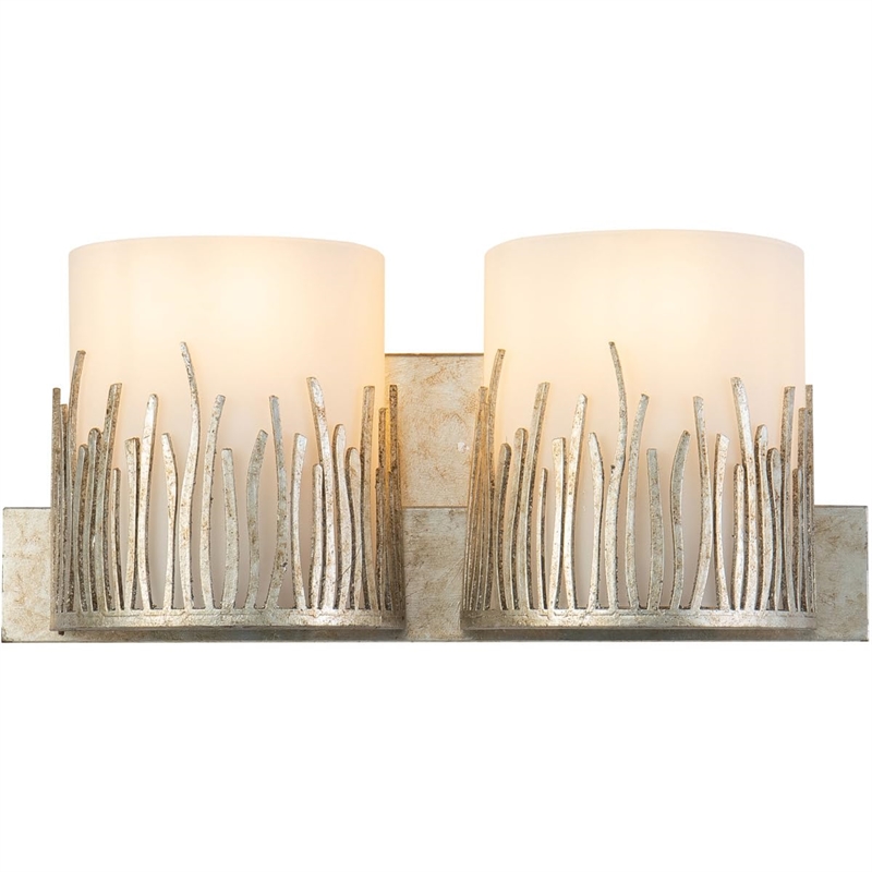 Bowery Hill Transitional 2-light Metal Bath Vanity Light in Silver Leaf