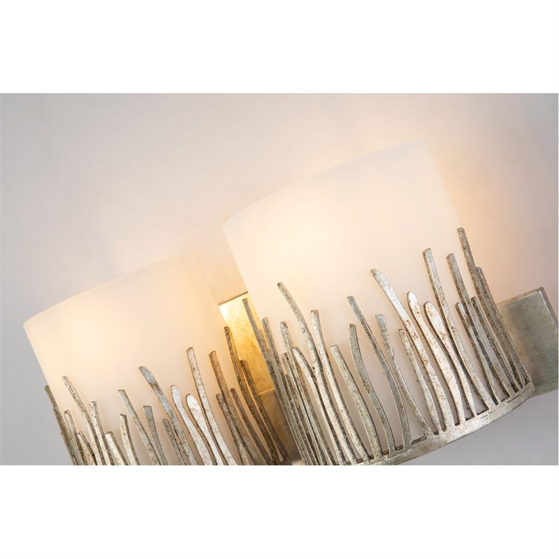 Bowery Hill Transitional 2-light Metal Bath Vanity Light in Silver Leaf