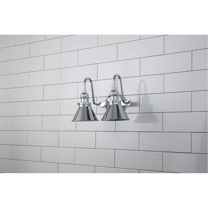 Bowery Hill 2-light Metal Bath Vanity Light in Polished Chrome