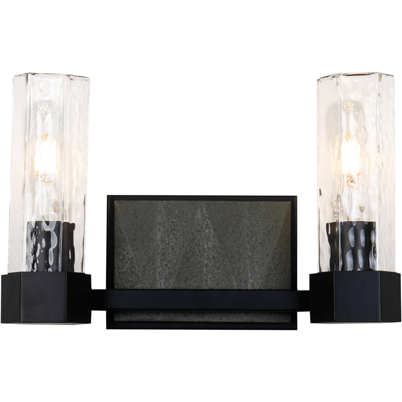 Bowery Hill 2-light Transitional Metal Bath Vanity Light in Black/Gray