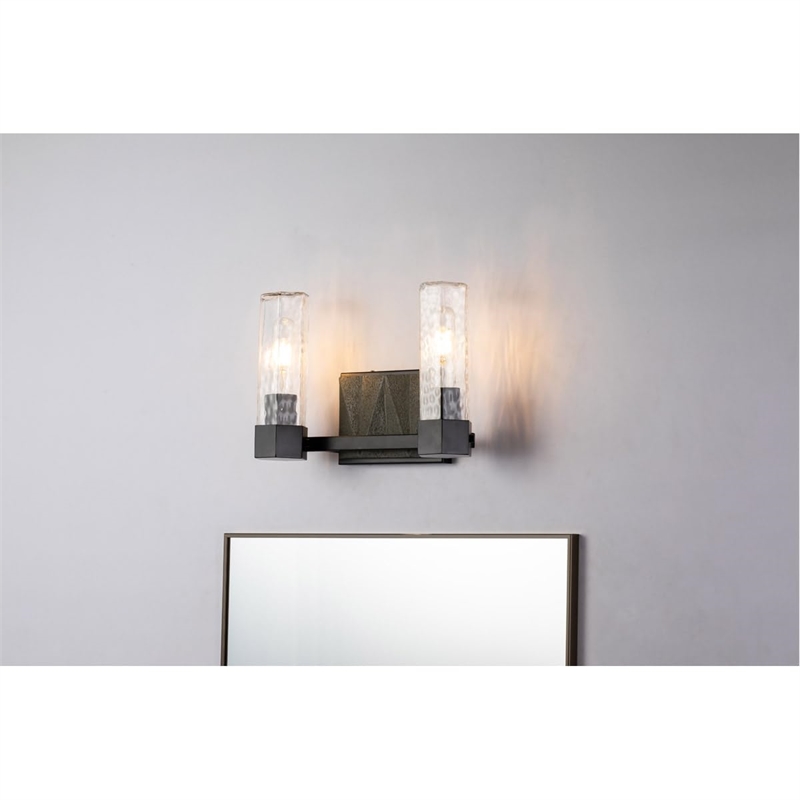 Bowery Hill 2-light Transitional Metal Bath Vanity Light in Black/Gray