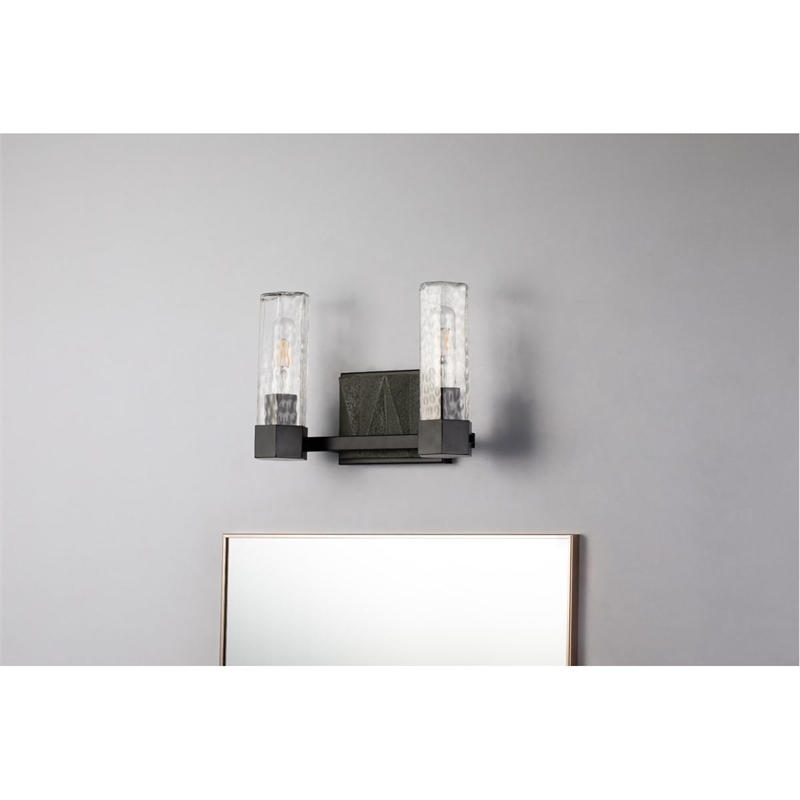 Bowery Hill 2-light Transitional Metal Bath Vanity Light in Black/Gray