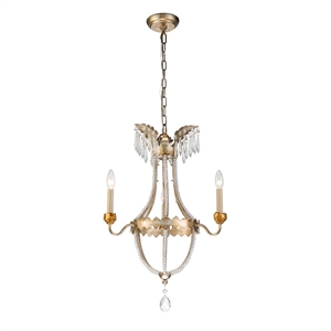 Bowery Hill 3-light Empire Metal Mini Chandelier in Distressed Silver and Gold