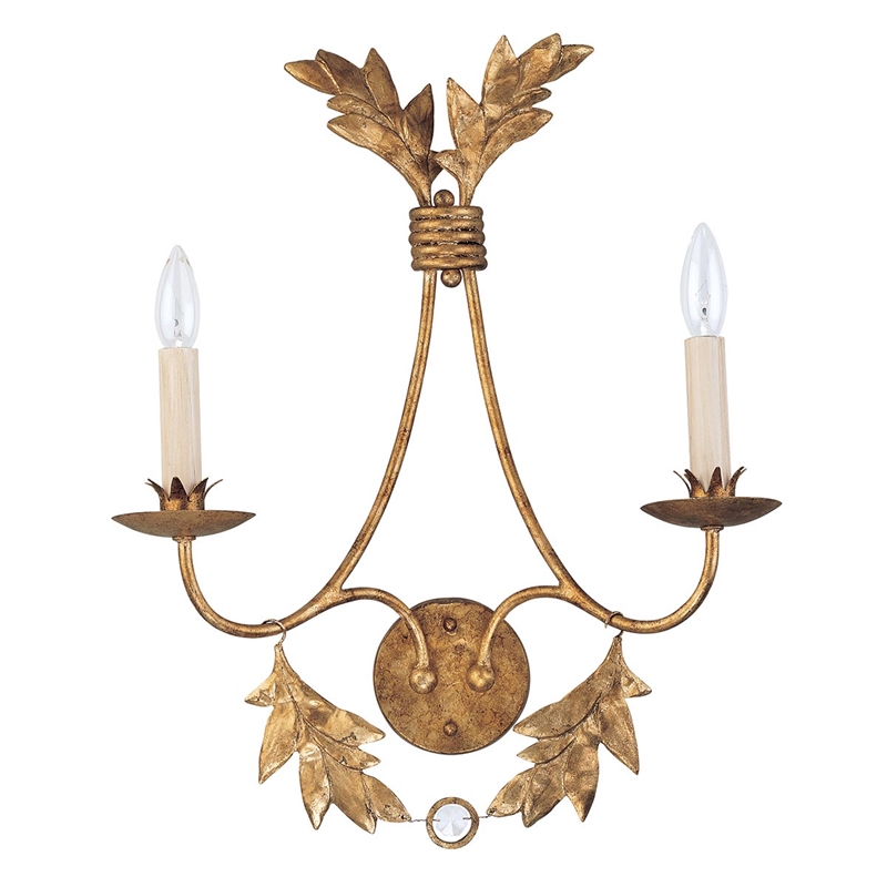 Bowery Hill Transitional 2-Light Resin Sconce in Distressed Gold