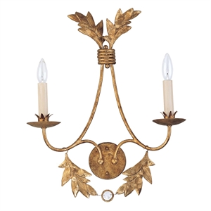 Bowery Hill Transitional 2-Light Resin Sconce in Distressed Gold