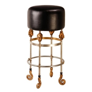 Bowery Hill 31&quot Tall Leather and Steel Bar Stool in Gold/Black