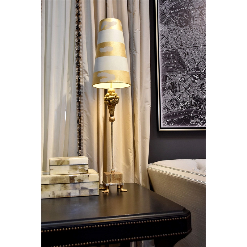 Bowery Hill Modern Transitional Resin Buffet Lamp in Gold/Silver