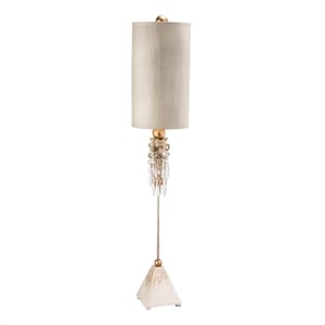 Bowery Hill Traditional Crystal Buffet Lamp in White Crackle/Gold