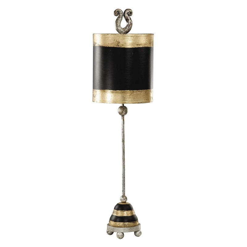 Bowery Hill Resin Table Lamp with Silver Accents in Black/Gold