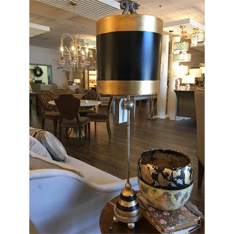 Bowery Hill Resin Table Lamp with Silver Accents in Black/Gold