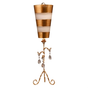 Bowery Hill Traditional Crystal Table Lamp in Cream and Gold