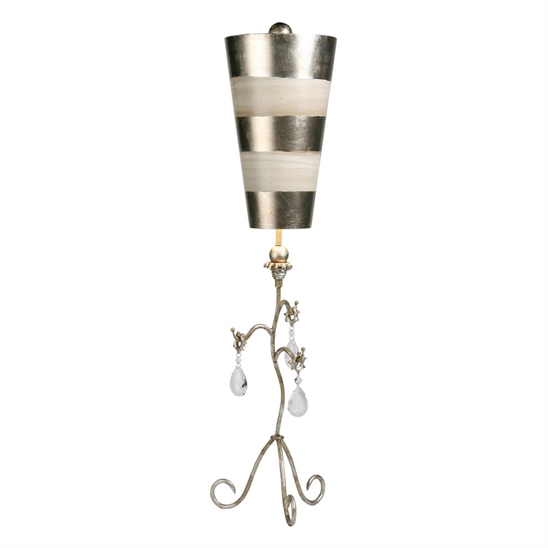 Bowery Hill Traditional Crystal Table Lamp in Cream and Silver