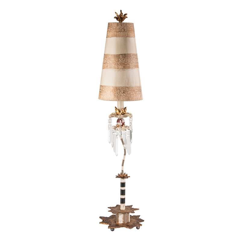 Bowery Hill 1-light Crystal Table Lamp in Black/Gold Stripes