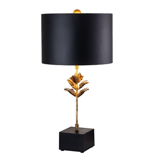 Bowery Hill Traditional Metal Table Lamp in Antique Gold/Matte Black