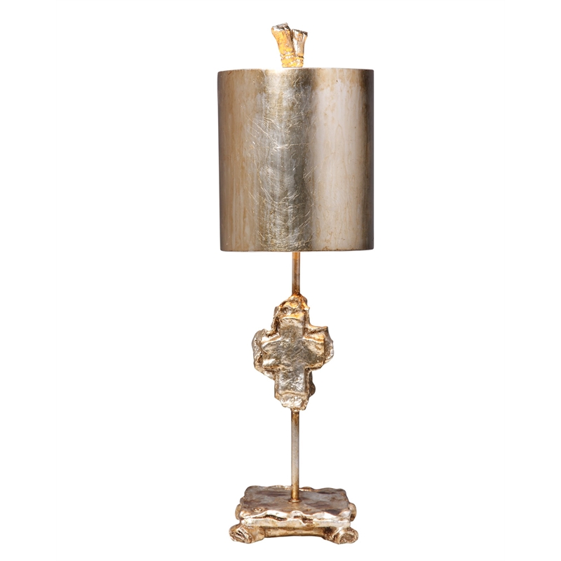 Bowery Hill Modern Transitional Resin Table Lamp in Silver Leaf