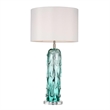 Bowery Hill Modern Transitional Glass Table Lamp in Clear Blue Hue