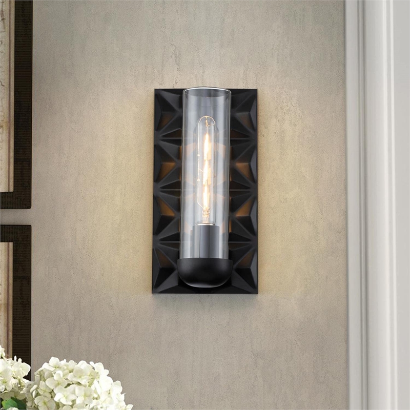 Bowery Hill 1-Light Transitional Metal Wall Sconce in Matte Black