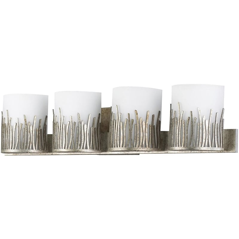 Bowery Hill 4-Light Modern Transitional Metal Bath Bar in Silver