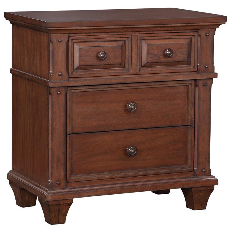 Bowery Hill Set of 2 Cherry Finished Wood Arched King Panel Bed & Nightstand