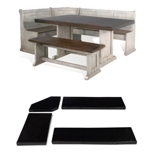 Bowery Hill 4 Piece Breakfast Nook Set with Faux Leather Black Cushion Set