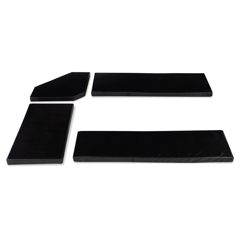 Bowery Hill 4 Piece Breakfast Nook Set with Faux Leather Black Cushion Set