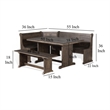 Bowery Hill 4pc Breakfast Nook Set- Dining Table & Corner Bench in Dark Brown
