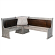 Bowery Hill 4pc Corner Breakfast Nook Set- Gray Brown Dining Table and Bench