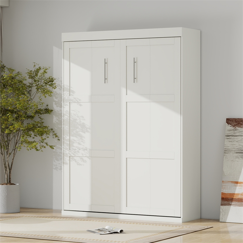 Bowery Hill Modern Queen Murphy Bed 65-inch Space-Saving in White