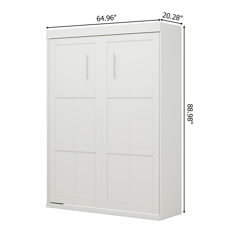 Bowery Hill Modern Queen Murphy Bed 65-inch Space-Saving in White