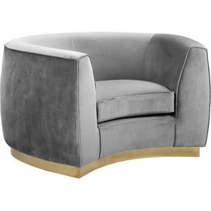 Bowery Hill Contemporary Upholstered Velvet Accent Chair in Gray and Gold