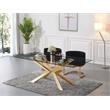 Bowery Hill Glass Dining Table in Gold with Sturdy Stainless Steel Base