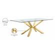 Bowery Hill Glass Dining Table in Gold with Sturdy Stainless Steel Base