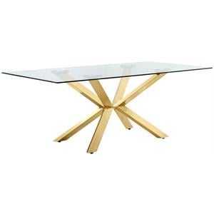 Bowery Hill Glass Dining Table in Gold with Sturdy Stainless Steel Base