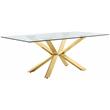 Bowery Hill Glass Dining Table in Gold with Sturdy Stainless Steel Base