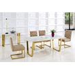 Bowery Hill Stone Dining Table in Gold with Sturdy Stainless Steel Base