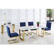 Bowery Hill Stone Dining Table in Gold with Sturdy Stainless Steel Base