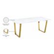Bowery Hill Stone Dining Table in Gold with Sturdy Stainless Steel Base