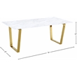 Bowery Hill Stone Dining Table in Gold with Sturdy Stainless Steel Base